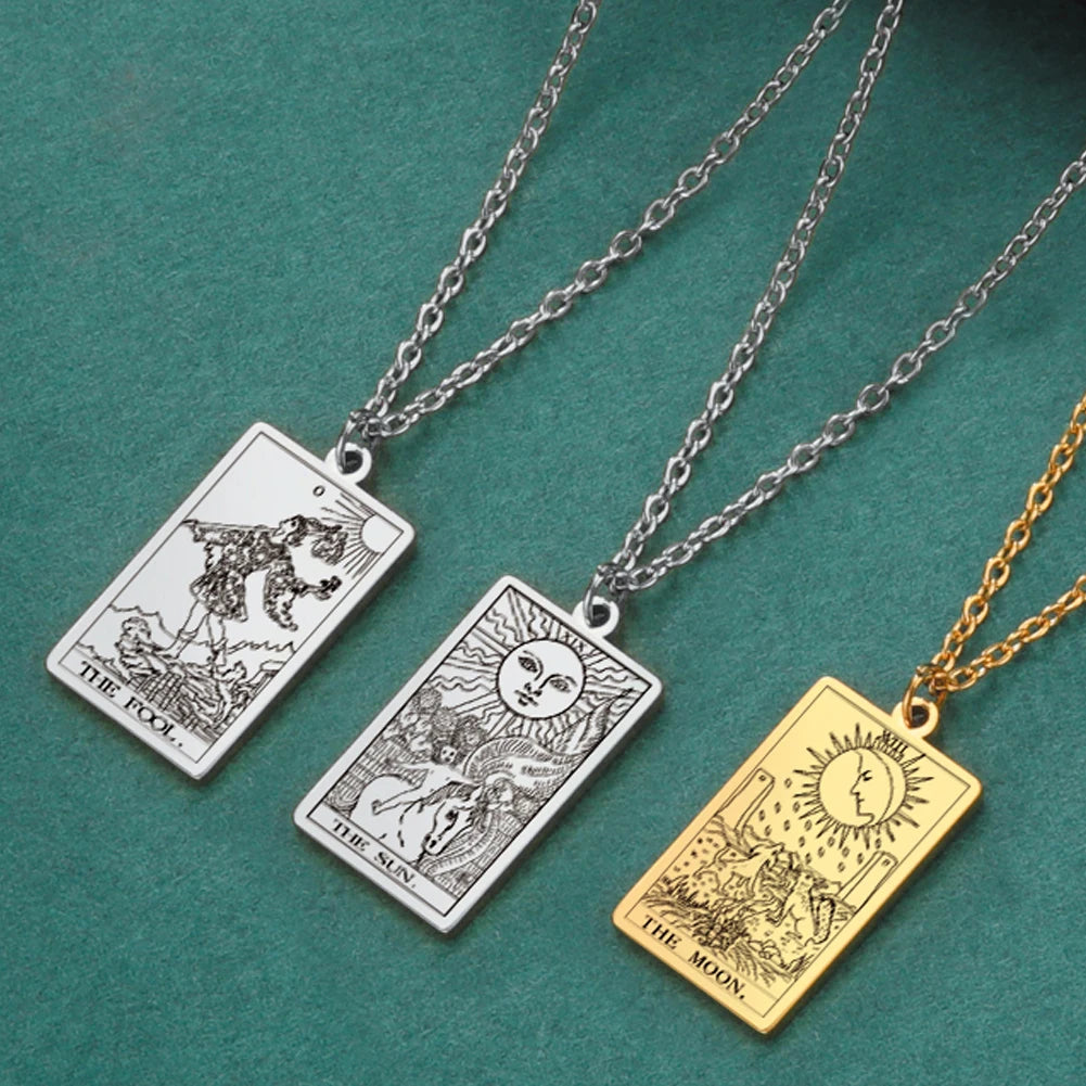 Stainless Steel Tarot Card Necklace
